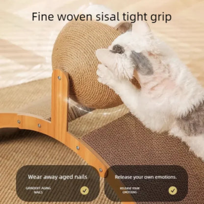 Petssify 2-in-1 Wooden Cat Scratching Ball – Sisal & Corrugated Scratcher