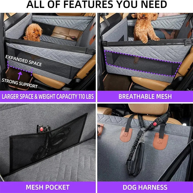 Petssify Full Coverage Pet Car Nest Bed – Back Seat Hammock Extender for Dogs