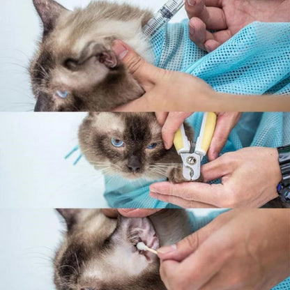 Petssify Mesh Cat Grooming Shower Bag – Adjustable Restraint for Bathing & Nail Trimming