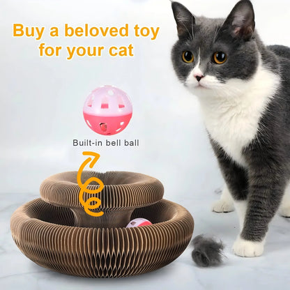 Round Cat Scratch Board with Ball Toy (Corrugated Cardboard)