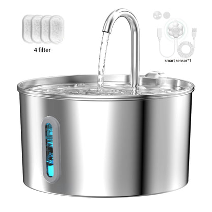 Petssify 2.2L Stainless Steel Cat Fountain – Silent Pump & Visual Window
