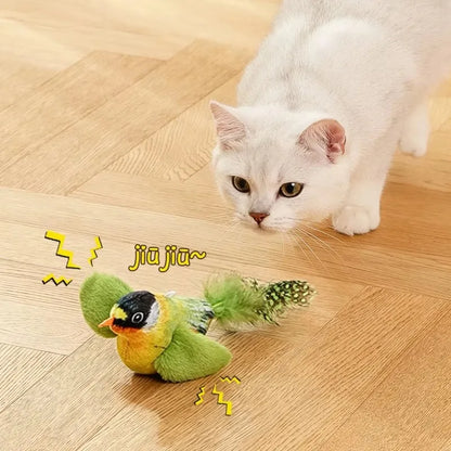 Interactive Cat Toy with Intelligent Sound Sensing Realistic Bird Calls and Built-in Catnip for Enhanced Playtime for Cats Toy