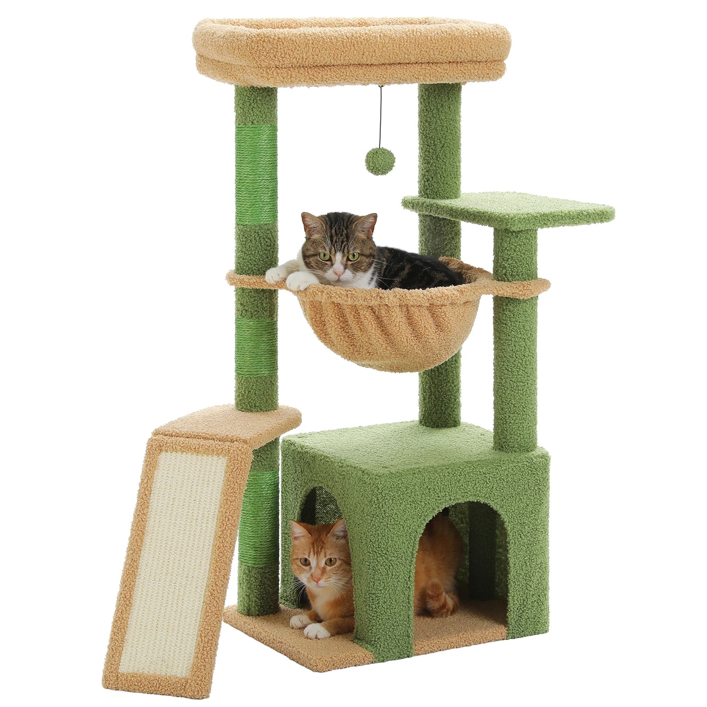 Small Cat Tree Tower | Natural Sisal Scratching Post | Top Perch & Private Condo | Perfect for Indoor Cats