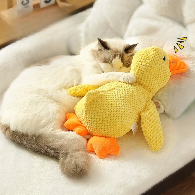 Plush Companion Sleeping Duck Dog Toys for Small Large Dogs Bite Resistant Teeth Grinding Sound Relief Duck Sound Toy