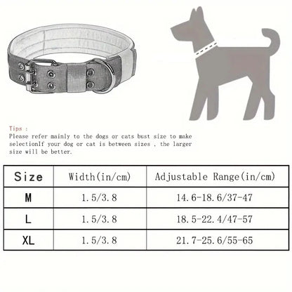 1pc Medium to Large Nylon Tactical Pet Dog Collar - Adjustable and Durable, Suitable for Medium and Large Dogs.