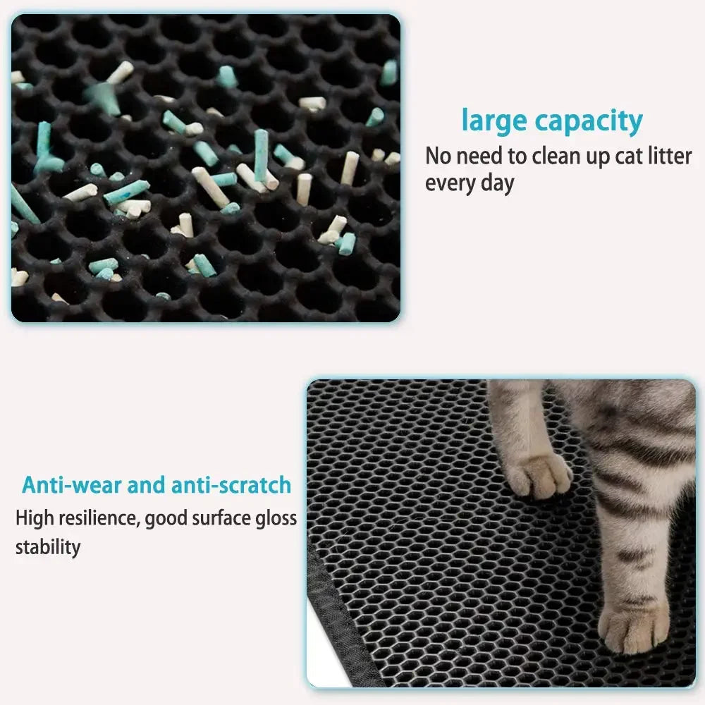 Double-Layer Cat Litter Mat | Waterproof & Non-Slip | Traps Sand & Litter | Washable | Bonus Gift Included