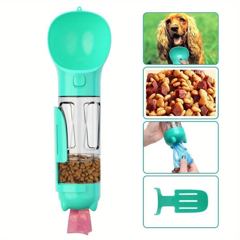 4-in-1 Portable Dog Water Bottle & Travel Feeder – Leak-Proof