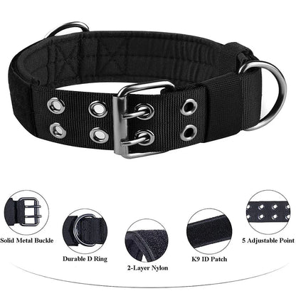 1pc Medium to Large Nylon Tactical Pet Dog Collar - Adjustable and Durable, Suitable for Medium and Large Dogs.