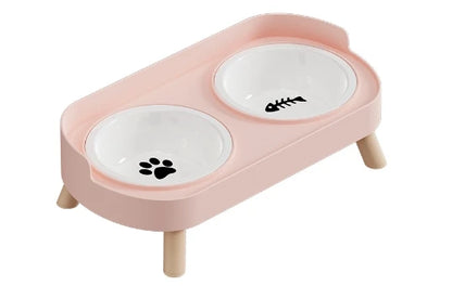 A Colorful Dopamine Pet Double Bowl Fashion Feeding Large Capacity Stainless Steel Dog Bowl Drinking Water Neck Cat Double Bowl