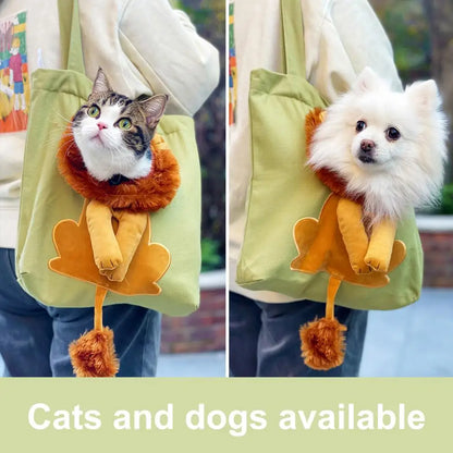 Pet Canvas Shoulder Bag Lion Shaped Carrier For Cat Comfortable Cats Carrying Pouch Handbag Puppy Messenger Bag For Out Travel