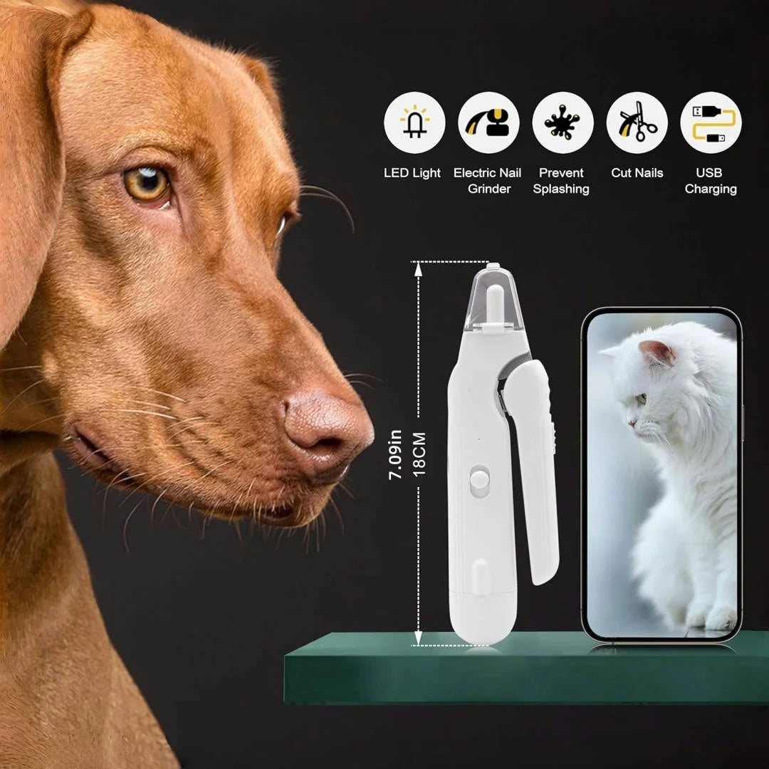 Quiet Pet Nail Grinder | 2 LED Lights | Safe & Gentle | For Dogs & Cats