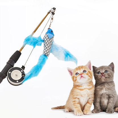 Petssify Retractable Cat Wand Toy – Fish-Type Telescopic Feather Rod