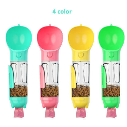 4-in-1 Portable Dog Water Bottle & Travel Feeder – Leak-Proof