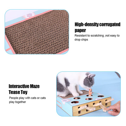 3-in-1 Interactive Cat Maze Toy with Scratcher & Gopher Chase Game