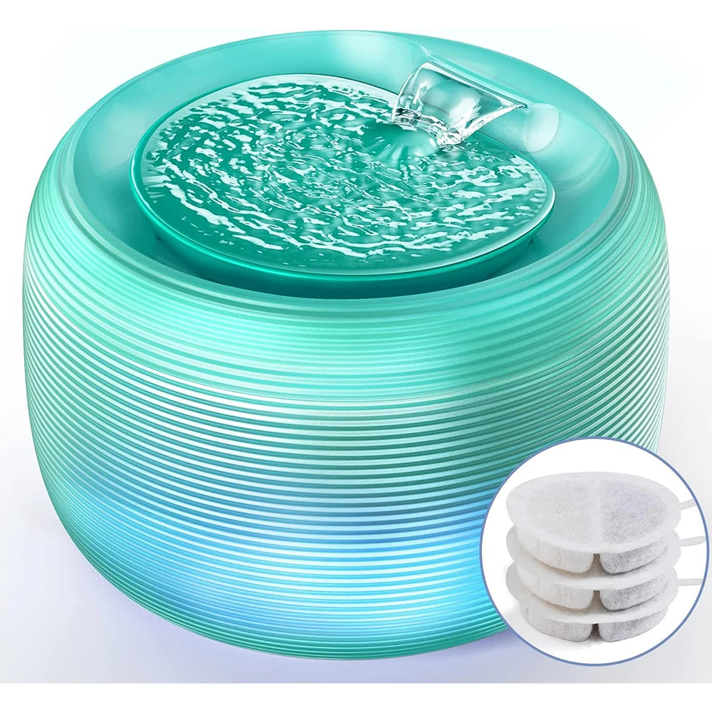 Smart Ultra Quiet Waterfall ﻿ 2.5L Cat Water Dispenser with Smart Pump Pet Water Fountain for Cats and Dogs Built-in LED Light