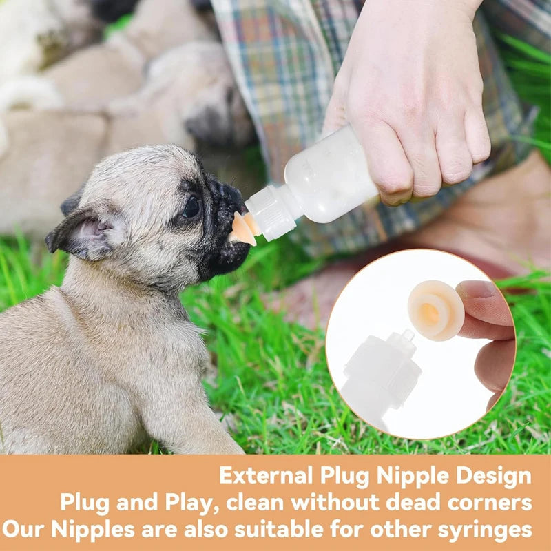 Petssify Newborn Pet Nursing Bottle Kit – 55ml with Silicone Nipples