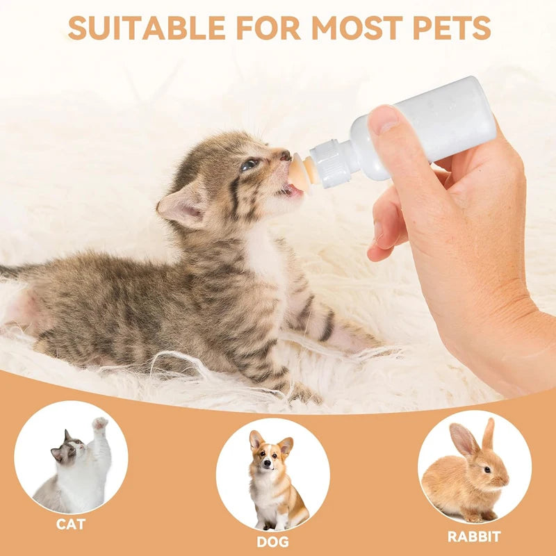 Petssify Newborn Pet Nursing Bottle Kit – 55ml with Silicone Nipples