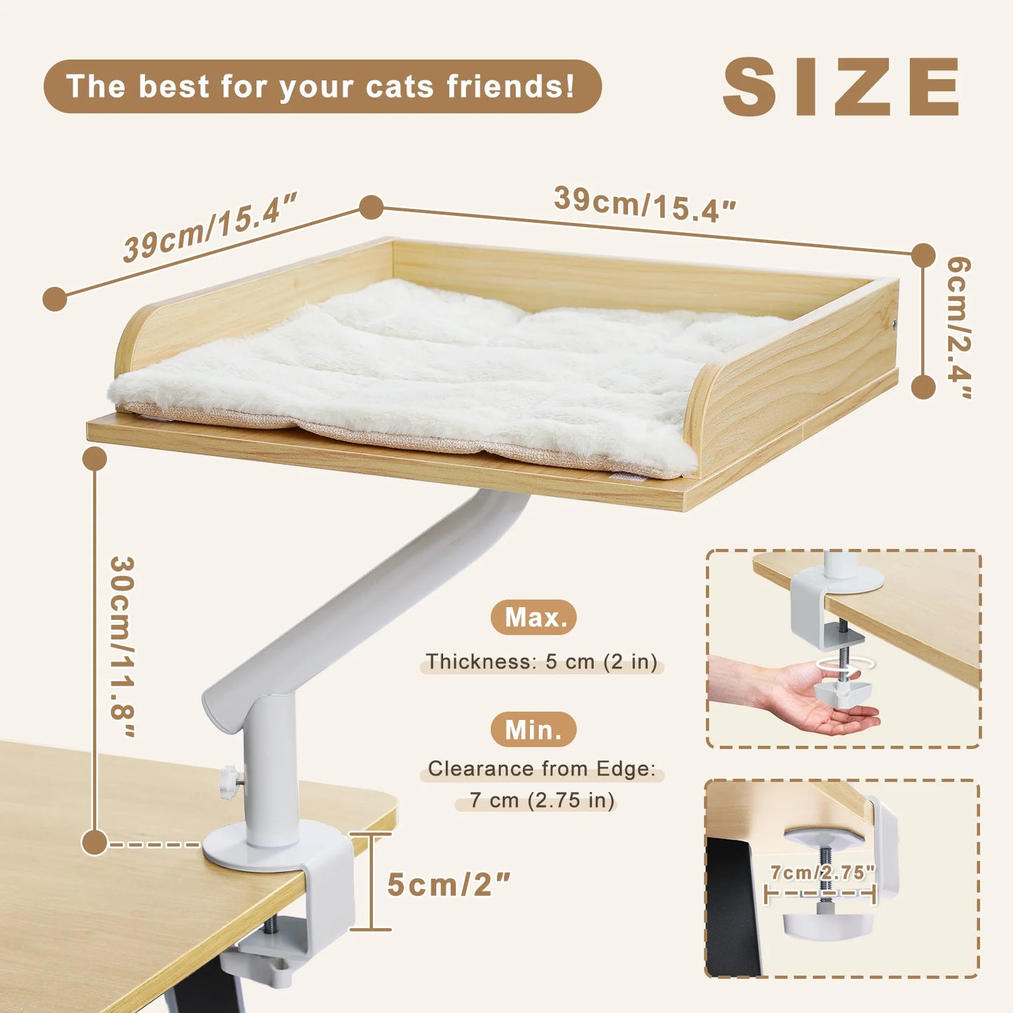 Petssify 360° Rotatable Cat Desk Bed – Adjustable Table Hammock for Cats