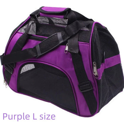 Pet Portable Foldable Four Sided Breathable Mesh Pet Bag Cat and Dog One Shoulder Travel Bag Crossbody Handbag Backpack Cat Bag