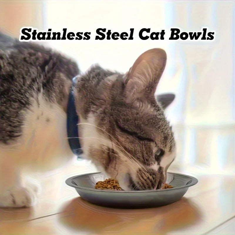 Petssify Slip-Resistant Stainless Steel Cat Bowl – Low-Profile Wide Design
