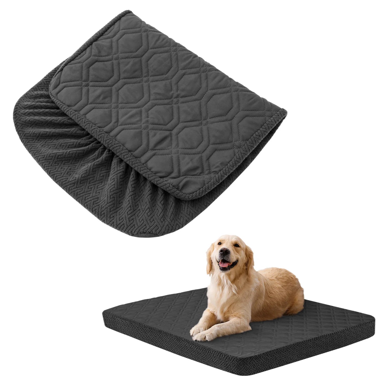Petssify Waterproof Replacement Dog Bed Cover – Quilted Washable Pet Bed Cover