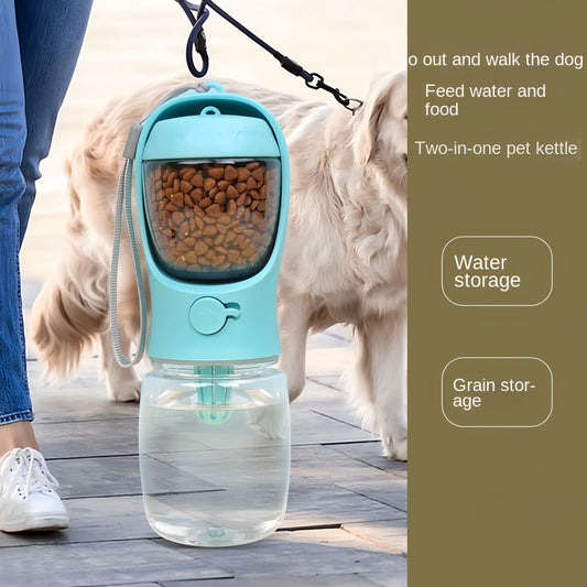 Portable Pet Water Bottle & Food Container | 2-in-1 Feeder Bowl | For Dogs & Cats | Outdoor Travel