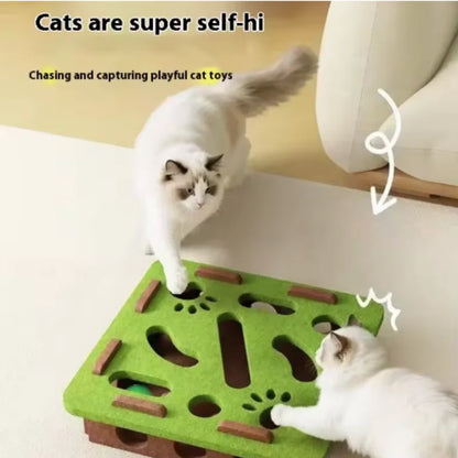 Interactive Cat Toy Maze Game Teasing Kitten Pet Puzzle with Bell Balls Funny Dig Hole Box Felt Tunnel Self-Entertaining Tool