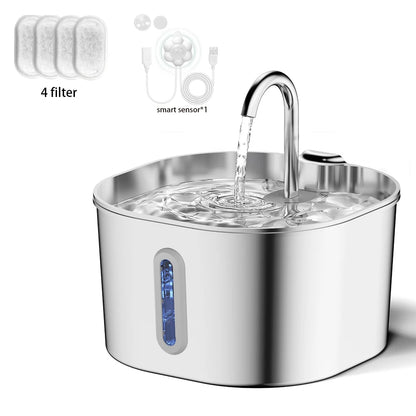Petssify 2.2L Stainless Steel Cat Fountain – Silent Pump & Visual Window