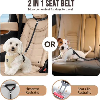 Petssify Dog Seat Belt – Adjustable Car Safety Tether with Bungee Buffer