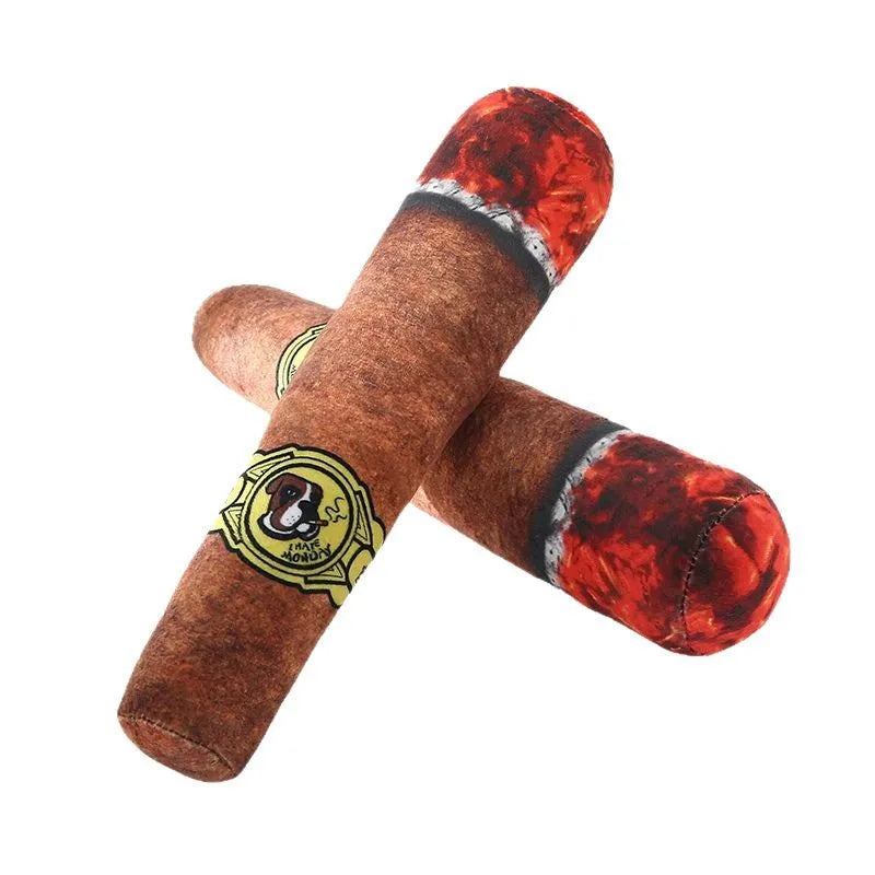 Funny Interactive Plush Dog Chew Toy Creatives Cigarette Design Giggling Puppy Chewing Toy Squeaky Bite-Resistant Dog Toy