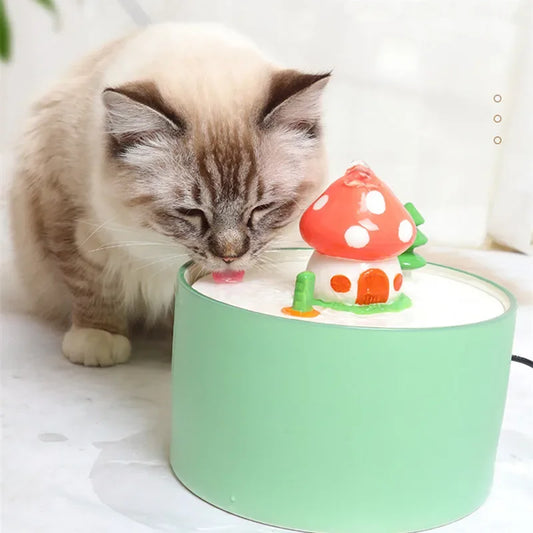 Auto Drinking Fountain for Cat Water Ceramic Filter Pet Mushroom Electric Dispenser Kitten Drinkers Bowl Pump USB Charge