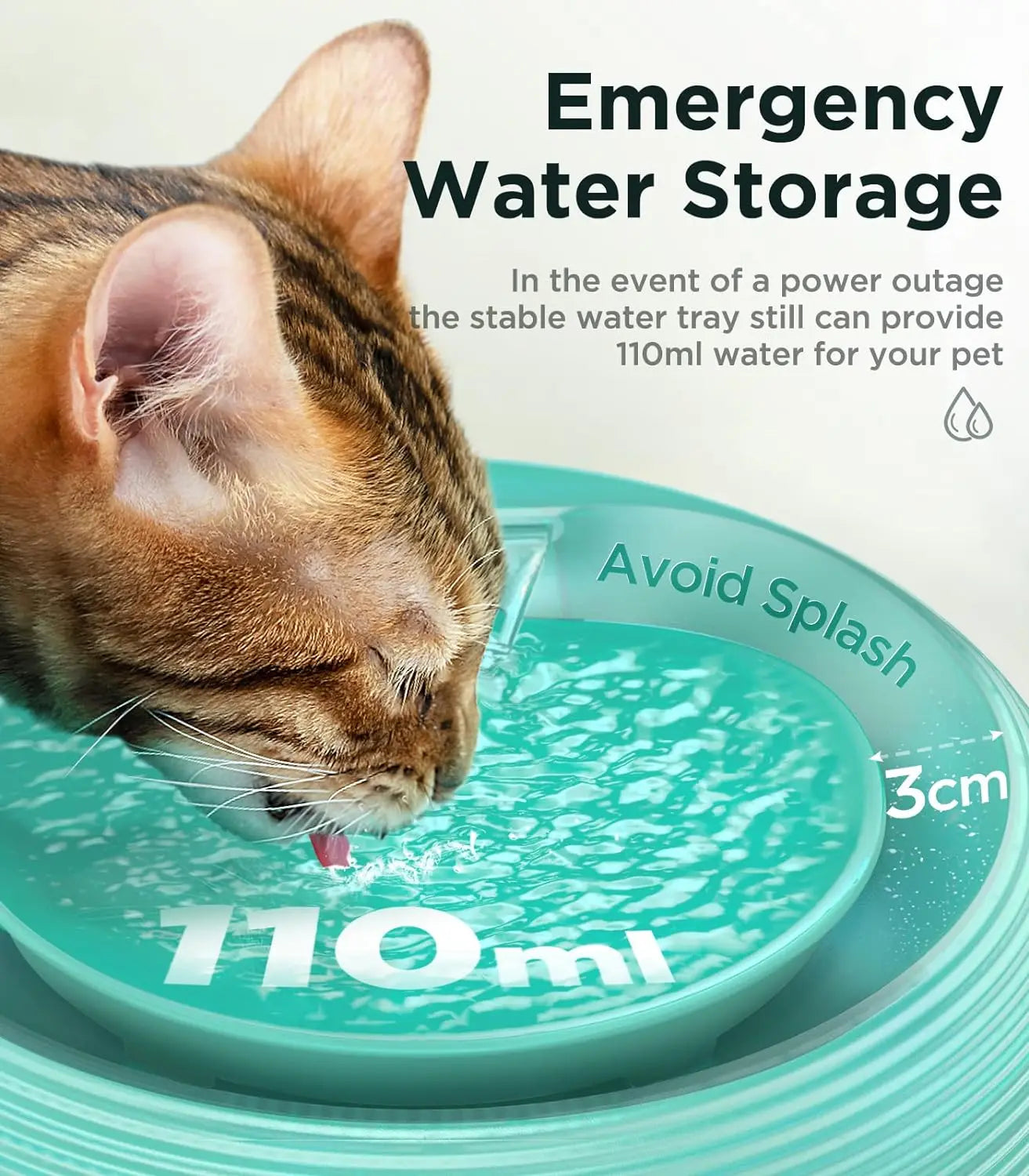 Smart Ultra Quiet Waterfall ﻿ 2.5L Cat Water Dispenser with Smart Pump Pet Water Fountain for Cats and Dogs Built-in LED Light