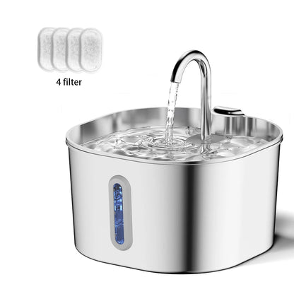 Petssify 2.2L Stainless Steel Cat Fountain – Silent Pump & Visual Window