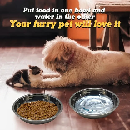 Petssify Slip-Resistant Stainless Steel Cat Bowl – Low-Profile Wide Design